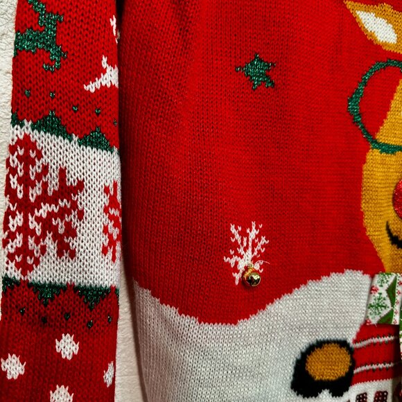 NWT No Boundaries Christmas Sweater Santa Rudolph Bells Sequins Size XL 15-17 - Picture 8 of 12